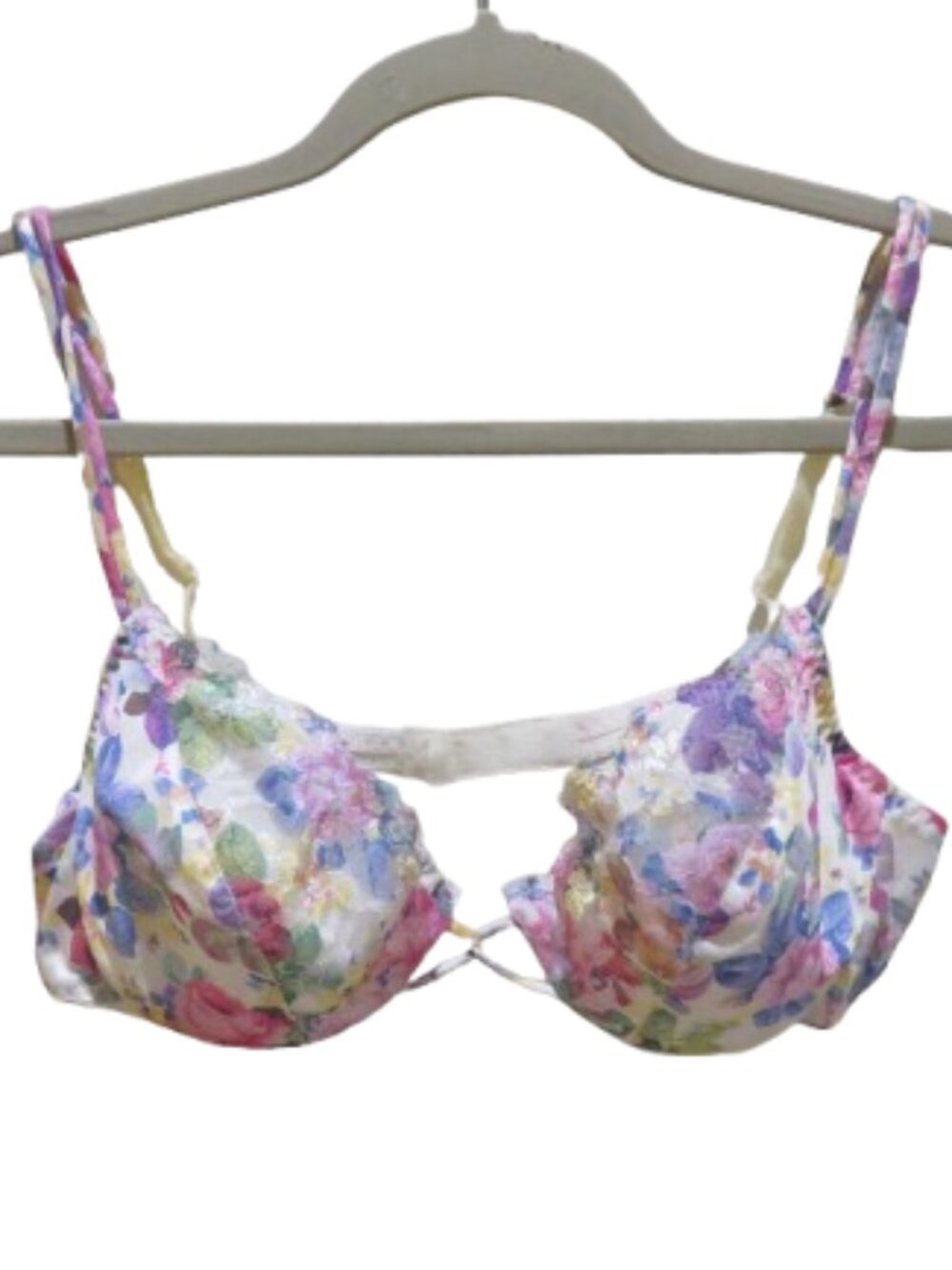 VINTAGE JACLYN SMITH Floral Lace Bra Size 36B Feminine Cottage Coquette